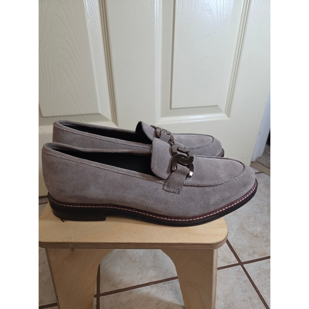 Ara High Soft Grey Suede Chain Link Loafers Womens Size 7.5 UK 5